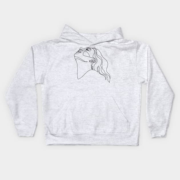 Woman Face Drawing In Line. One Line Art. Minimalistic Style. Single Line Kids Hoodie by ElenaDro